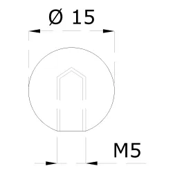 Guľa plná so závitom M5 / ø 15 mm, brúsená nerez AISI 304 Guľa plná so závitom M5 / ø 15 mm, brúsená nerez AISI 304
